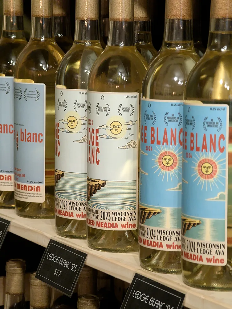 mmw page last section Group of Hatch Distilling Ledge Blanc wine bottles